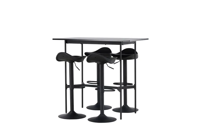Rax Spisegruppe 120 cm Rektangulær med 4 Adesto Stoler - Sort - Møbler - Bord - Spisegruppe