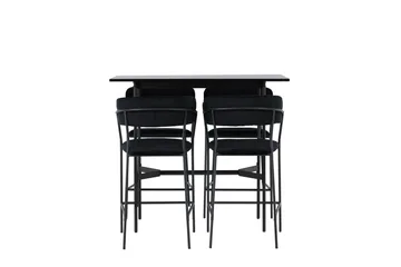 Rax Spisegruppe 120 cm Rektangulær med 4 Lui Stoler - Sort - Møbler - Bord - Spisegruppe