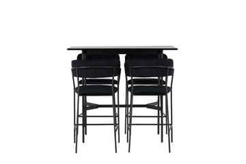 Rax Spisegruppe 120 cm Rektangulær med 4 Lui Stoler - Sort - Møbler - Bord - Spisegruppe