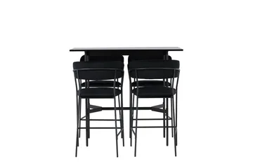 Rax Spisegruppe 120 cm Rektangulær med 4 Lui Stoler - Sort - Møbler - Bord - Spisegruppe