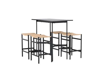 Rax Spisegruppe 120 cm Rektangulær med 4 Polly Stoler - Sort - Møbler - Bord - Spisegruppe