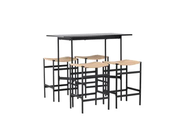 Rax Spisegruppe 120 cm Rektangulær med 4 Polly Stoler - Sort - Møbler - Bord - Spisegruppe