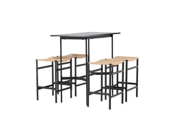 Rax Spisegruppe 120 cm Rektangulær med 4 Polly Stoler - Sort - Møbler - Bord - Spisegruppe