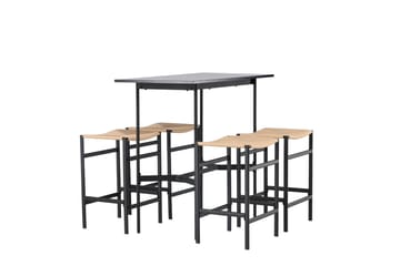 Rax Spisegruppe 120 cm Rektangulær med 4 Polly Stoler - Sort - Møbler - Bord - Spisegruppe