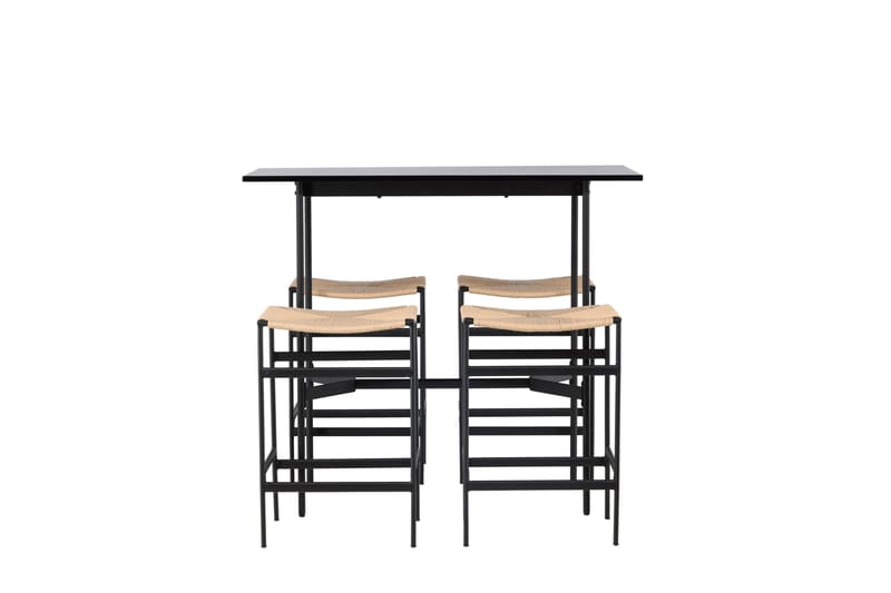 Rax Spisegruppe 120 cm Rektangulær med 4 Polly Stoler, Sort