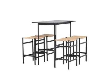 Rax Spisegruppe 120 cm Rektangulær med 4 Polly Stoler - Sort - Møbler - Bord - Spisegruppe