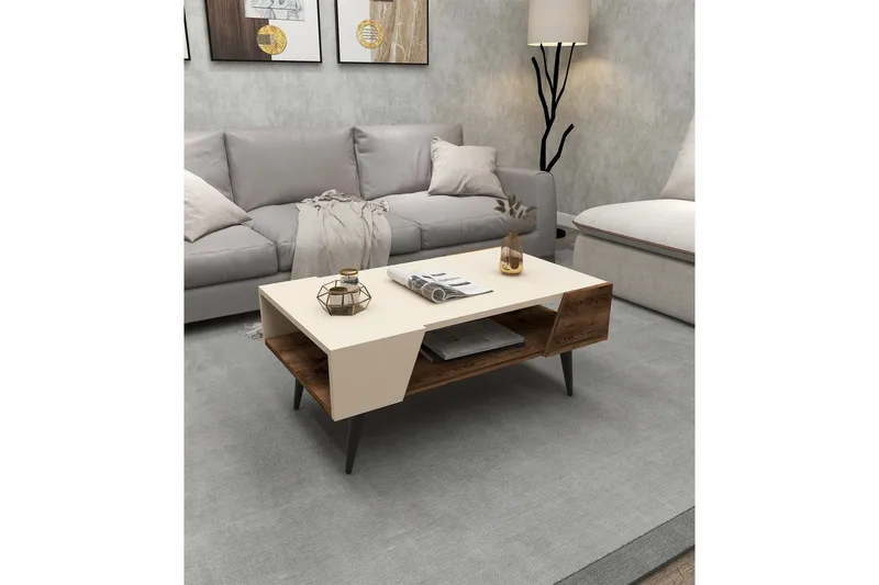 Rebelo Sofabord 90 cm - Beige/Lys brun - Møbler - Bord - Sofabord & salongbord