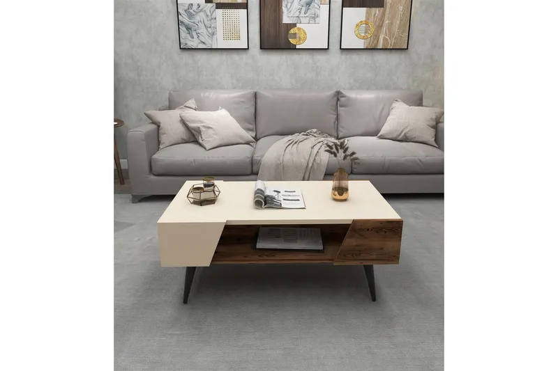 Rebelo Sofabord 90 cm - Beige/Lys brun - Møbler - Bord - Sofabord & salongbord