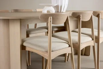 Rektangulær spisegruppe Tyresö 220 cm med 6 Ven stoler - Natur/Whitewash - Møbler - Bord - Spisegruppe