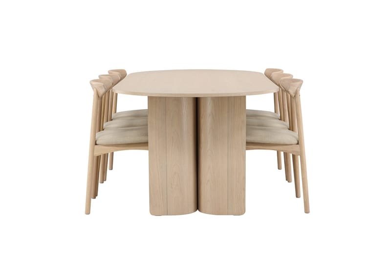 Rektangulær spisegruppe Tyresö 220 cm med 6 Ven stoler - Natur/Whitewash - Møbler - Bord - Spisegruppe