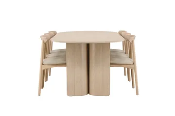 Rektangulær spisegruppe Tyresö 220 cm med 6 Ven stoler - Natur/Whitewash - Møbler - Bord - Spisegruppe