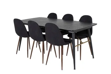 Rektangulær spisegruppe Venture Home Gold, Polar - svart med gulldetaljer - Møbler - Bord - Spisegruppe