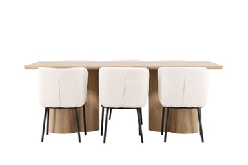 Rektangulær spisegruppe Venture Home Olivia, Agnes Hvit Beige 6 stk. - Møbler - Bord - Spisegruppe