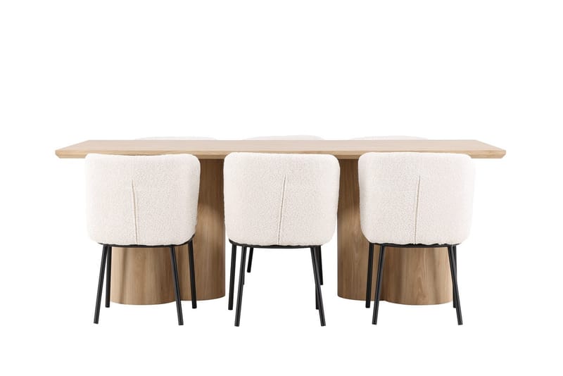 Rektangulær spisegruppe Venture Home Olivia, Agnes Hvit Beige 6 stk. - Møbler - Bord - Spisegruppe