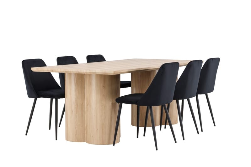 Rektangulær spisegruppe Venture Home Olivia, Night Svart Lyst tre 6 stk. - Møbler - Bord - Spisegruppe