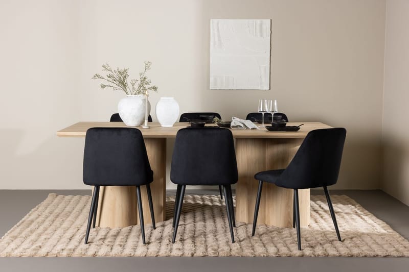 Rektangulær spisegruppe Venture Home Olivia, Night Svart Lyst tre 6 stk.