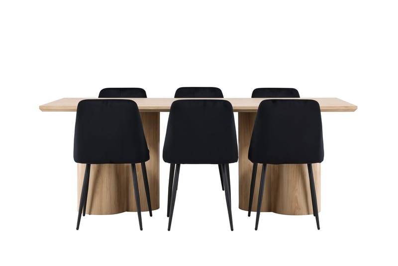 Rektangulær spisegruppe Venture Home Olivia, Night Svart Lyst tre 6 stk. - Møbler - Bord - Spisegruppe