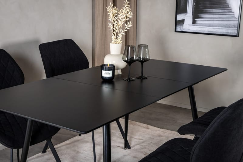 Rektangulær spisegruppe Venture Home Silar, Gemma - svart - Møbler - Bord - Spisegruppe