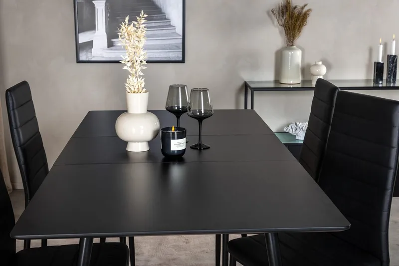 Rektangulær spisegruppe Venture Home Silar, Slim - svart - Møbler - Bord - Spisegruppe