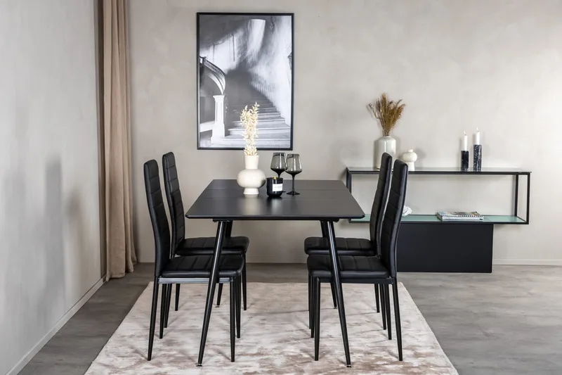 Rektangulær spisegruppe Venture Home Silar, Slim - svart - Møbler - Bord - Spisegruppe