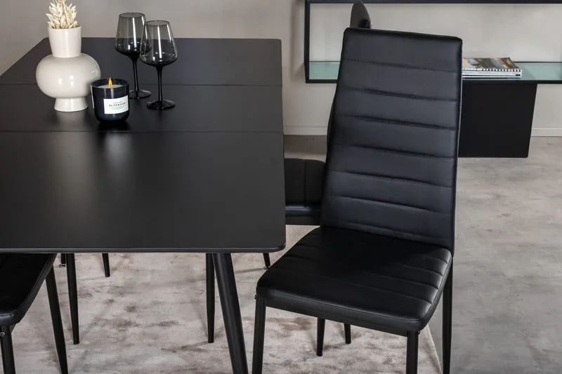 Rektangulær spisegruppe Venture Home Silar, Slim - svart - Møbler - Bord - Spisegruppe