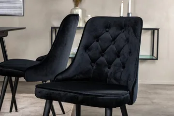 Rektangulær spisegruppe Venture Home Silar, Velvet Deluxe - svart - Møbler - Bord - Spisegruppe