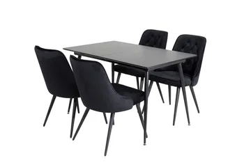 Rektangulær spisegruppe Venture Home Silar, Velvet Deluxe - svart - Møbler - Bord - Spisegruppe