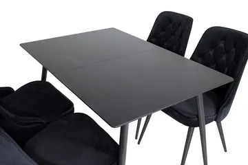 Rektangulær spisegruppe Venture Home Silar, Velvet Deluxe - svart - Møbler - Bord - Spisegruppe