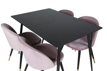 Rektangulær spisegruppe Venture Home Silar, Velvet - gammelrosa - Møbler - Bord - Spisegruppe