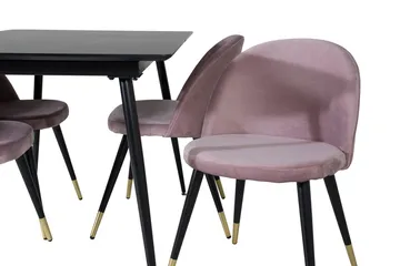 Rektangulær spisegruppe Venture Home Silar, Velvet - gammelrosa - Møbler - Bord - Spisegruppe