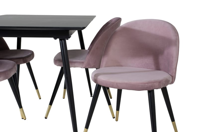 Rektangulær spisegruppe Venture Home Silar, Velvet - gammelrosa - Møbler - Bord - Spisegruppe