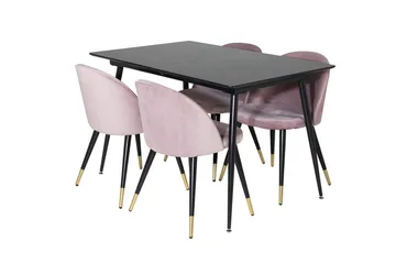 Rektangulær spisegruppe Venture Home Silar, Velvet - gammelrosa - Møbler - Bord - Spisegruppe