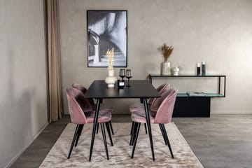 Rektangulær spisegruppe Venture Home Silar, Velvet - gammelrosa - Møbler - Bord - Spisegruppe