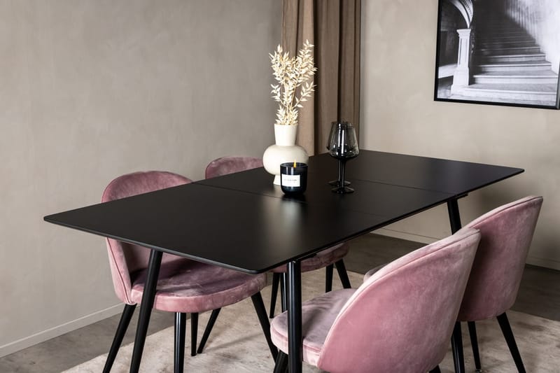 Rektangulær spisegruppe Venture Home Silar, Velvet - gammelrosa - Møbler - Bord - Spisegruppe