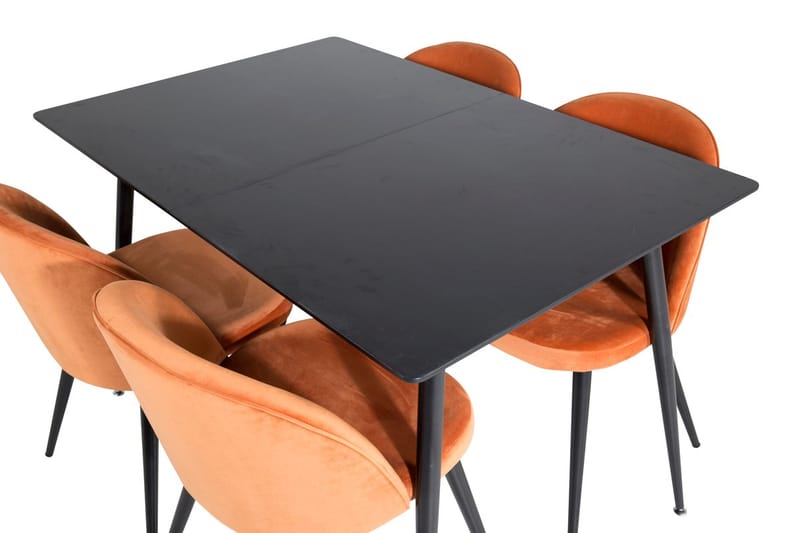 Rektangulær spisegruppe Venture Home Silar, Velvet - rusten oransje - Møbler - Bord - Spisegruppe