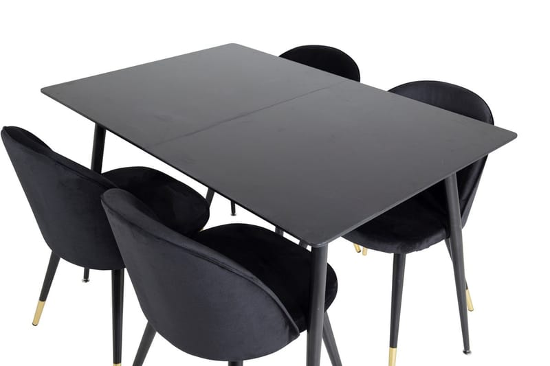 Rektangulær spisegruppe Venture Home Silar, Velvet - svart - Møbler - Bord - Spisegruppe