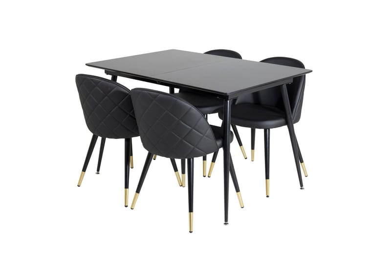 Rektangulær spisegruppe Venture Home Silar, Velvet - svart - Møbler - Bord - Spisegruppe