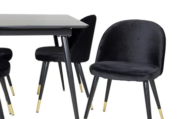 Rektangulær spisegruppe Venture Home Silar, Velvet - svart - Møbler - Bord - Spisegruppe