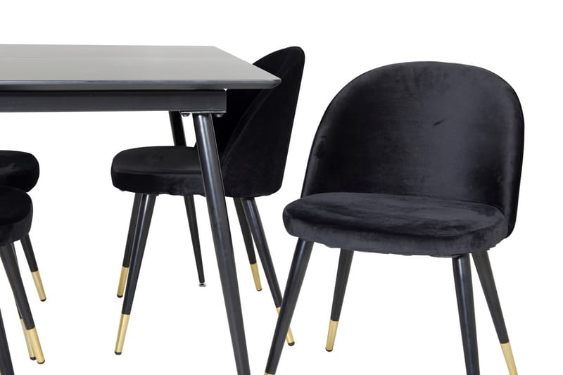 Rektangulær spisegruppe Venture Home Silar, Velvet - svart - Møbler - Bord - Spisegruppe