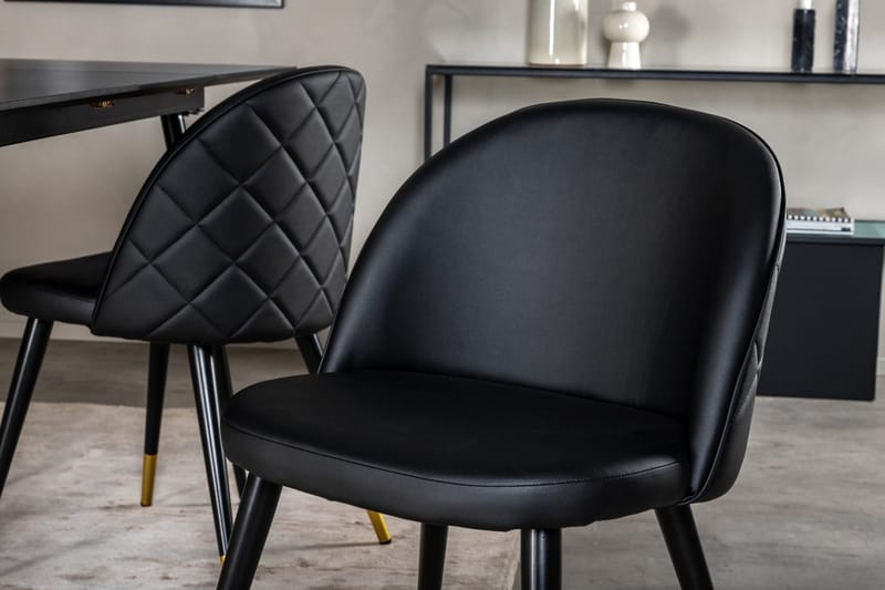 Rektangulær spisegruppe Venture Home Silar, Velvet - svart - Møbler - Bord - Spisegruppe