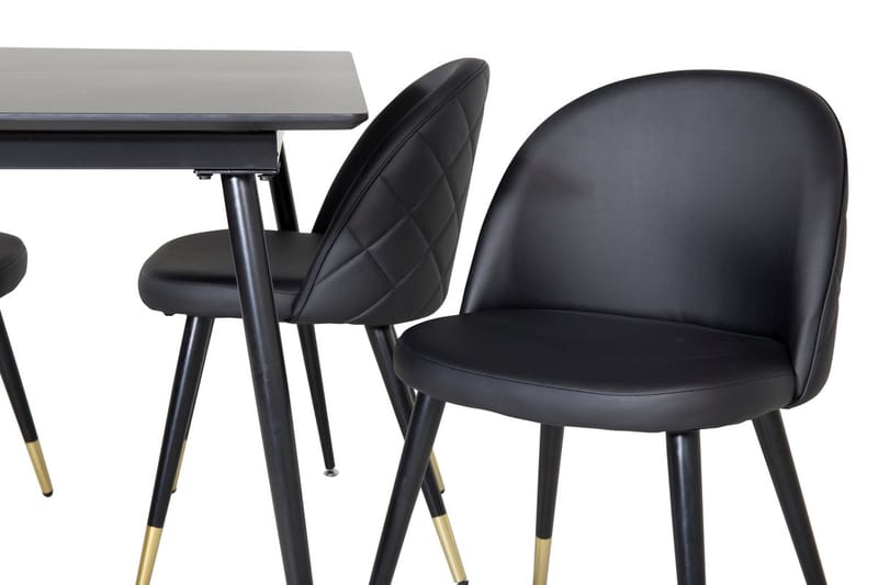 Rektangulær spisegruppe Venture Home Silar, Velvet - svart - Møbler - Bord - Spisegruppe