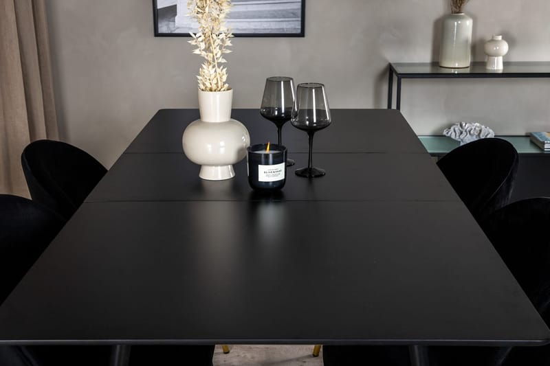 Rektangulær spisegruppe Venture Home Silar, Velvet - svart - Møbler - Bord - Spisegruppe