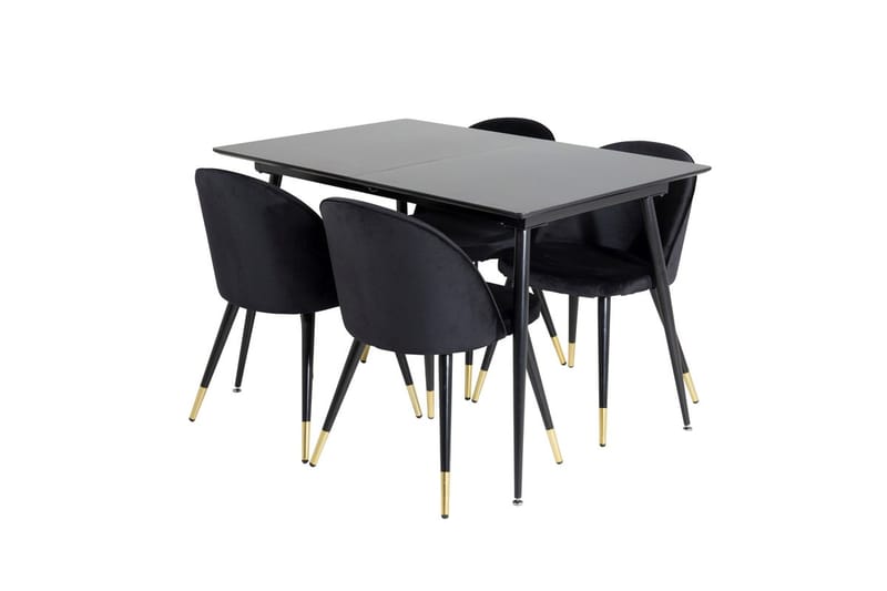 Rektangulær spisegruppe Venture Home Silar, Velvet - svart - Møbler - Bord - Spisegruppe