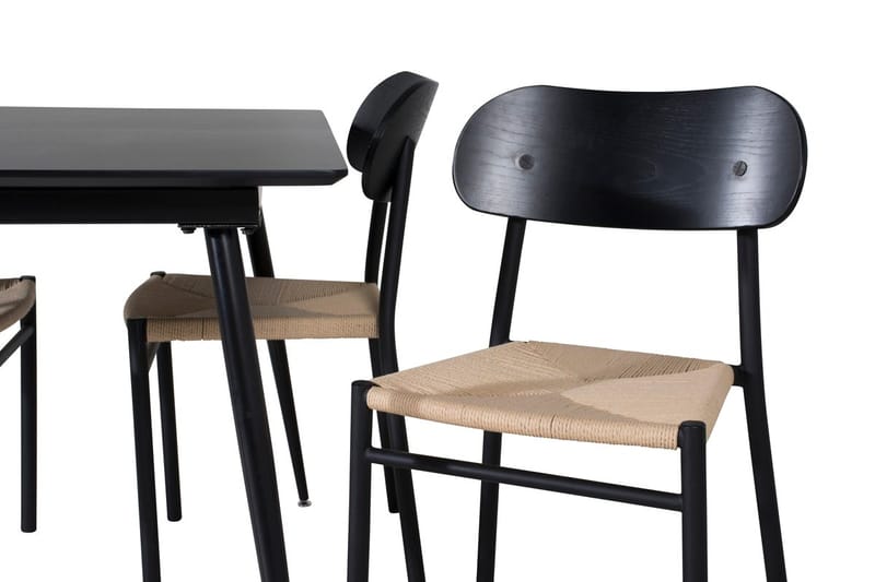 Rektangulær spisegruppe Venture Home Polly, Silar - svart/natur - Møbler - Bord - Spisegruppe