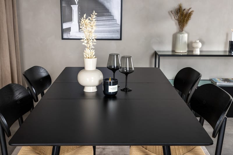 Rektangulær spisegruppe Venture Home Polly, Silar - svart/natur - Møbler - Bord - Spisegruppe