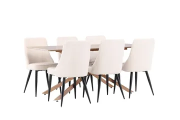 Rektangulär matgrupp Venture Home Beige Mocka 6st - Møbler - Bord - Spisegruppe