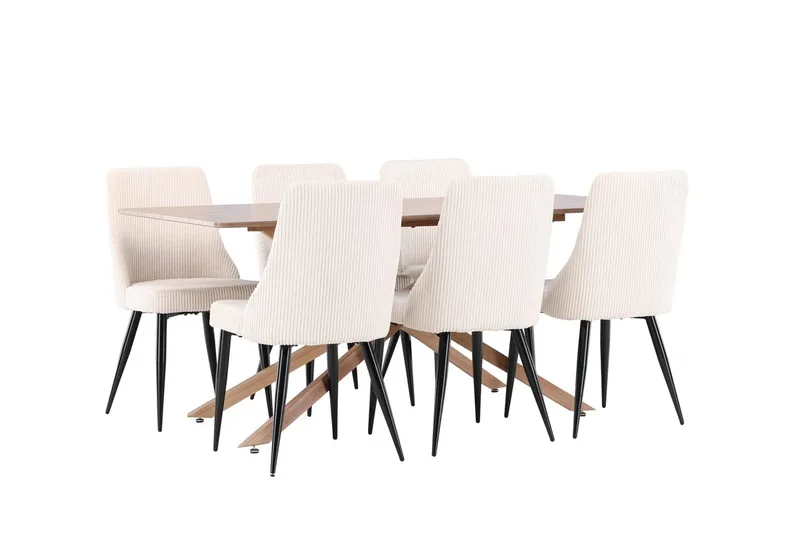 Rektangulär matgrupp Venture Home Beige Mocka 6st - Møbler - Bord - Spisegruppe