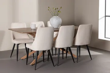 Rektangulär matgrupp Venture Home Beige Mocka 6st - Møbler - Bord - Spisegruppe