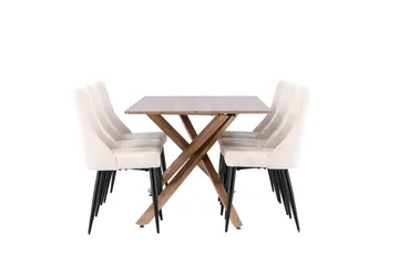 Rektangulär matgrupp Venture Home Beige Mocka 6st - Møbler - Bord - Spisegruppe