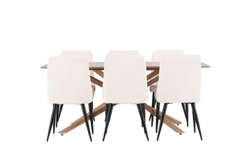 Rektangulär matgrupp Venture Home Beige Mocka 6st - Møbler - Bord - Spisegruppe